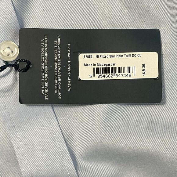 NWT T.M. Lewin London Fitted LS Button Up Oxford Shirt Light Blue Size 16.5 Men - Picture 5 of 9